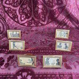 Six Gold Vintage Dining Black Silhouette Napkin Ring Napkin Holders